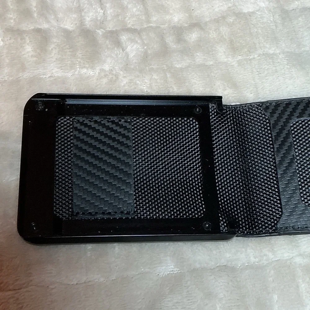 INCIPAL Carbon Fiber Minimalist Wallet Metal Frame Slim Bifold Card Holder Black
